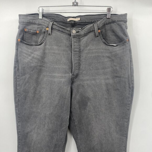 Levi's Ribcage Straight Ankle Jeans Women Size 22W Gray Denim Stretch Slim Capri - Picture 7 of 15